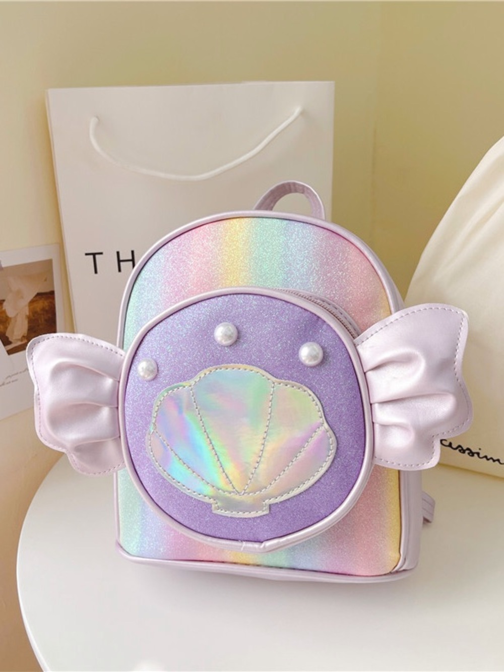 Unbranded Kids Iridescent Purple Shell Mini Backpack